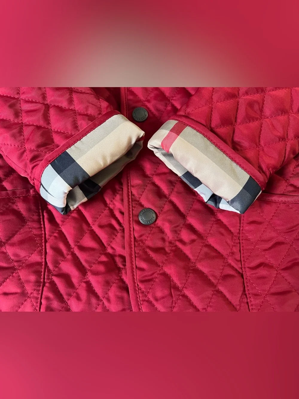 BURBERRY EUC Red Quilted Jacket CHERRY CHILDREN Nova Kids 9M Boys or Girls